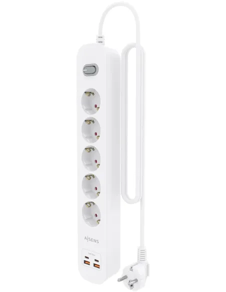 AISENS ASPS-2A2C14-W regleta de 5 tomas Schuko USB-C PD 20W