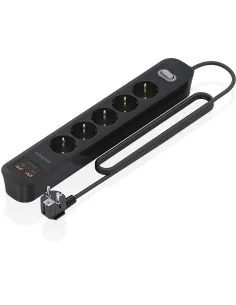 AISENS ASPS-2A2C15-BK Regleta 5 Tomas 2 USB-A 2 USB-C con Protección e-AELREG0139