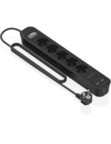 AISENS ASPS-2A2C15-BK regleta negra 5 Schuko USB-C