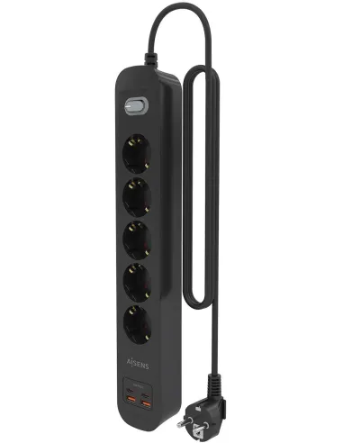 AISENS ASPS-2A2C15-BK regleta negra 5 Schuko USB-C
