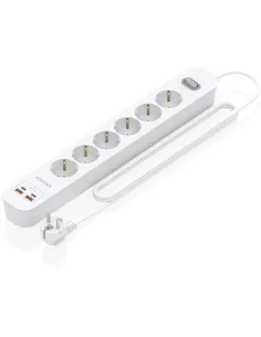 Aisens ASPS-2A2C16-W 6 Tomas 2 USB-A 2 USB-C con Protección e Interruptor-AELREG0140
