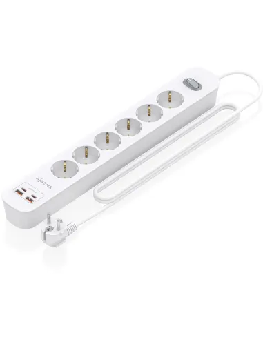 Aisens ASPS-2A2C16-W 6 Tomas 2 USB-A 2 USB-C con Protección e Interruptor