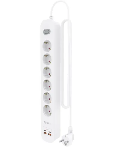 AISENS ASPS-2A2C16-W regleta blanca 6 Schuko USB-C