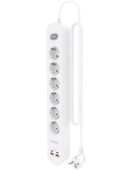 AISENS ASPS-2A2C16-W regleta blanca 6 Schuko USB-C