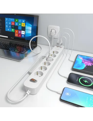 AISENS ASPS-2A2C16-W regleta blanca 6 Schuko USB-C
