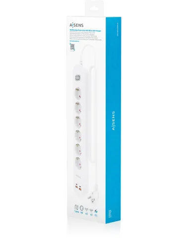 AISENS ASPS-2A2C16-W regleta blanca 6 Schuko USB-C