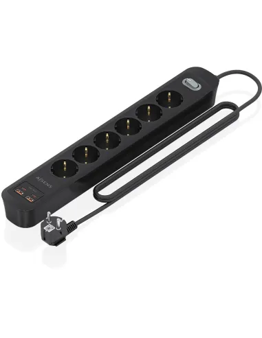 Aisens ASPS-2A2C17-BK 6 Tomas 2 USB-A 2 USB-C con Protección e Interruptor