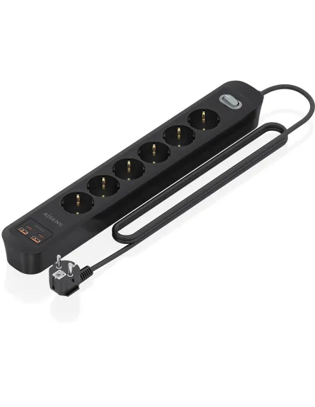 Aisens ASPS-2A2C17-BK 6 Tomas 2 USB-A 2 USB-C con Protección e Interruptor
