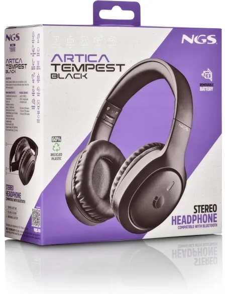 NGS Artica Tempest Black Auriculares Bluetooth micrófono