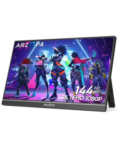 ARZOPA Z1FC Monitor Portátil de 16,1" FullHD IPS 144Hz Portátil Altavoces Integrados HDR10 Soporte ajustable