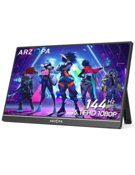 ARZOPA Z1FC Monitor Portátil de 16,1" FullHD IPS 144Hz Portátil Altavoces Integrados HDR10 Soporte ajustable