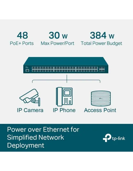 TP-Link TL-SG3452P switch PoE+ 48p 384W para rack 1U