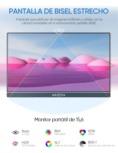 Arzopa A1 monitor portátil Ligero 15,6" FHD IPS USB-C gris