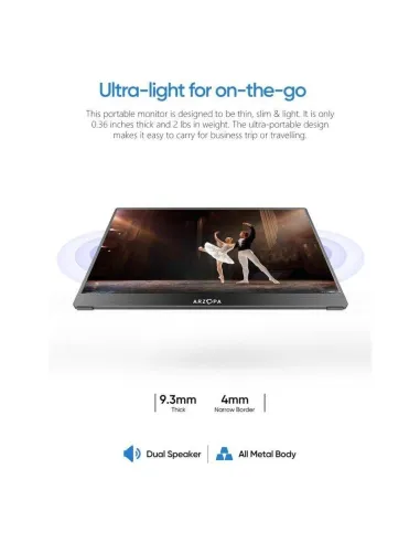 Arzopa A1T monitor portátil táctil 15,6" FHD IPS gris