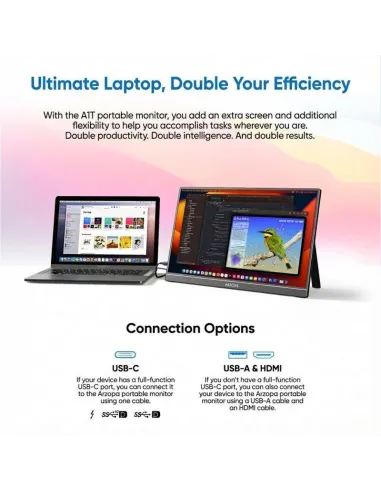 Arzopa A1T monitor portátil táctil 15,6" FHD IPS gris