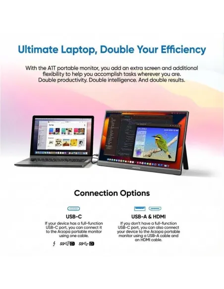 Arzopa A1T monitor portátil táctil 15,6" FHD IPS gris