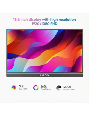 Arzopa A1T monitor portátil táctil 15,6" FHD IPS gris