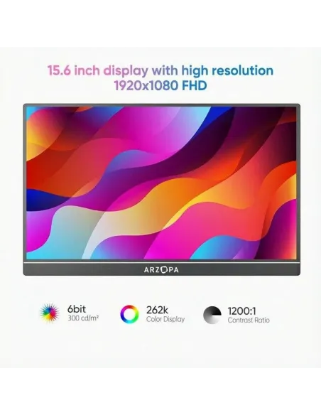 Arzopa A1T monitor portátil táctil 15,6" FHD IPS gris