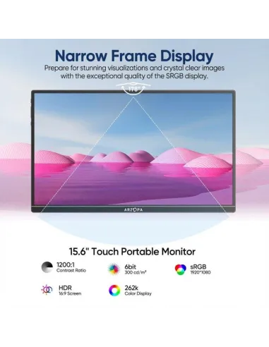Arzopa A1T monitor portátil táctil 15,6" FHD IPS gris