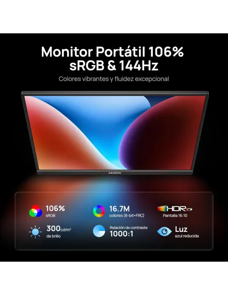 ARZOPA Z1FC monitor portátil 16,1" FHD 144Hz negro