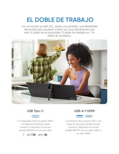 Arzopa Z1C monitor portátil 16,1" FHD 100% sRGB negro