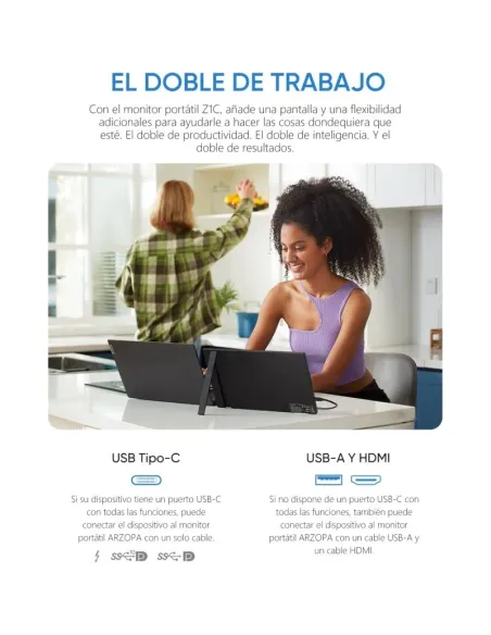Arzopa Z1C monitor portátil 16,1" FHD 100% sRGB negro