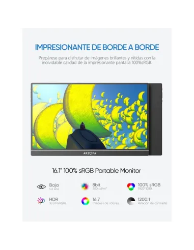 Arzopa Z1C monitor portátil 16,1" FHD 100% sRGB negro