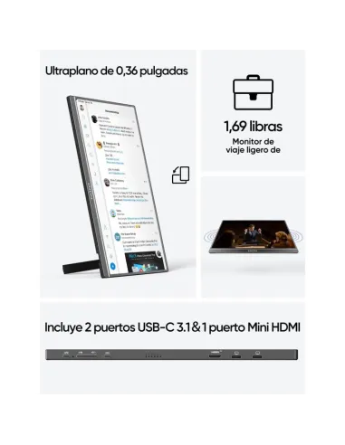 Arzopa Z1C monitor portátil 16,1" FHD 100% sRGB negro