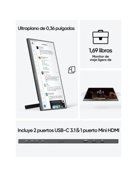 Arzopa Z1C monitor portátil 16,1" FHD 100% sRGB negro