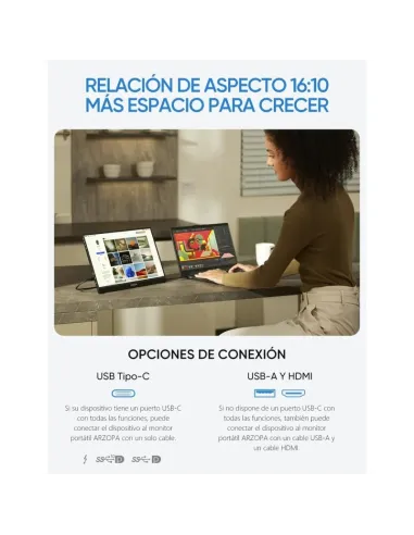 Arzopa Z1RC monitor portátil 16" 2.5K 16:10 IPS negro