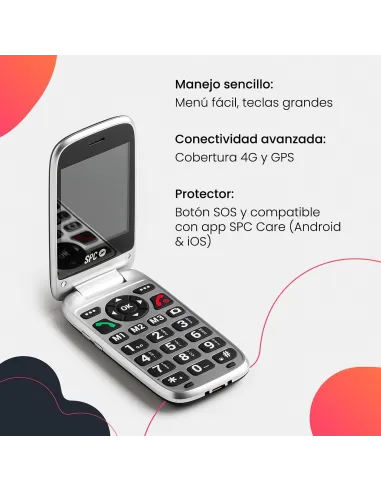SPC Polaris Negro 4G móvil tapa SOS GPS SPC Care base USB-C