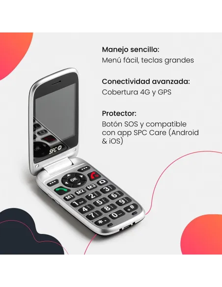 SPC Polaris Negro 4G móvil tapa SOS GPS SPC Care base USB-C