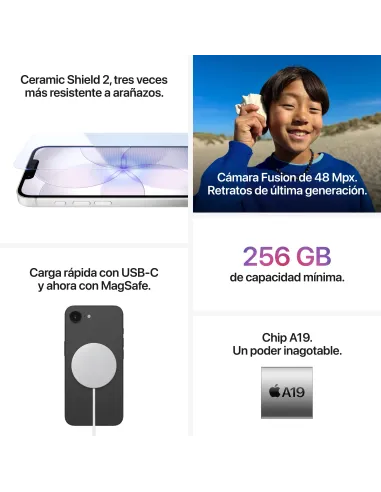 Smartphone Apple iPhone 17e 256 GB Negro pantalla OLED 6,1"