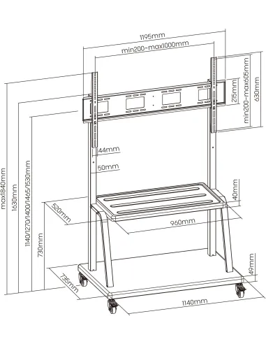 Ewent EW1541 soporte TV ruedas 55-120" 150kg AV Pro