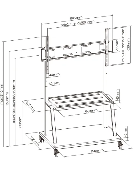 Ewent EW1541 soporte TV ruedas 55-120" 150kg AV Pro