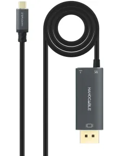 Nanocable 10.15.5012 Cable Convertidor USB-C a DisplayPort V1.4 8K 60Hz con USB-C PD 100W USB-C/M, DP/M + USB-C/F, 1,8M-CABL65855