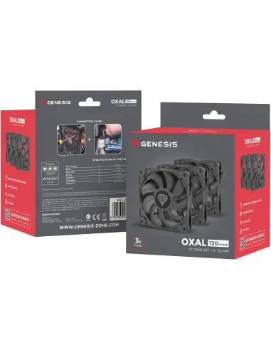GENESIS Oxal Pack 3x 120mm Negro ARGB Ventiladores airflow