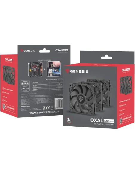 GENESIS Oxal Pack 3x 120mm Negro ARGB Ventiladores airflow