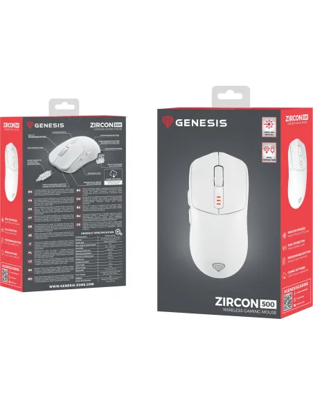 Genesis Zircon 500 G2 Blanco, ratón gaming 10000 DPI PMW3325