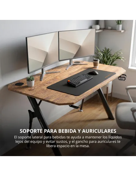 Escritorio gaming Drift DZ175 RGB Madera 120x60 con LED RGB