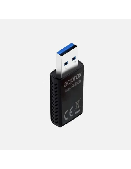 Approx APPUSB1800V2 Tarjeta de Red por USB 3.0 Wi-Fi 6 1800 Mbps Doble Banda Negra
