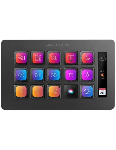 Mars Gaming MSD-ONE Control Deck Slim 15 Teclas Personalizables Pantalla LCD Windows y MacOS Negro