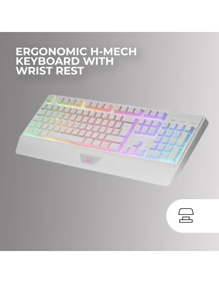 Mars Gaming MCP124WES blanco combo teclado ratón alfombrilla
