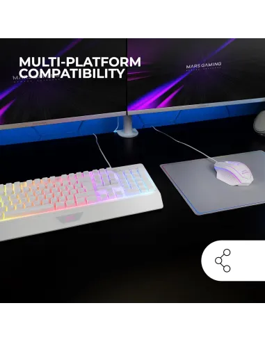Mars Gaming MCP124WES blanco combo teclado ratón alfombrilla