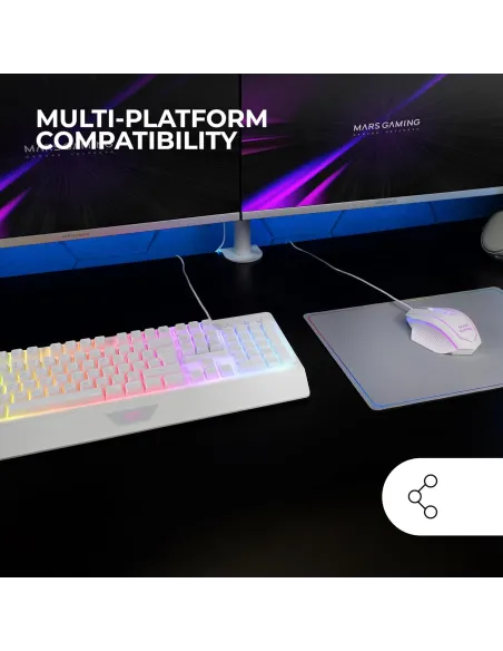 Mars Gaming MCP124WES blanco combo teclado ratón alfombrilla