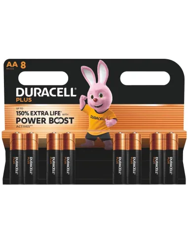 Duracell Plus AA Alcalina 1,5V Pack 8 unidades Alto Rendimiento