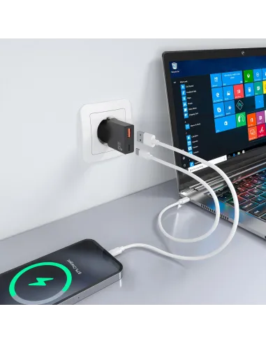 AISENS A110-1005 cargador GaN 30W USB-C + USB-A móvil
