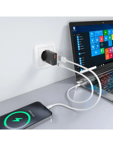 AISENS A110-1005 cargador GaN 30W USB-C + USB-A móvil