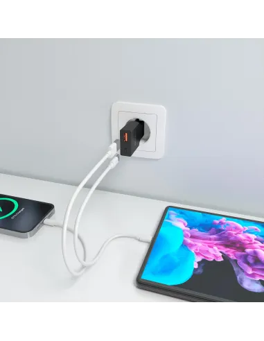 AISENS A110-1005 cargador GaN 30W USB-C + USB-A móvil