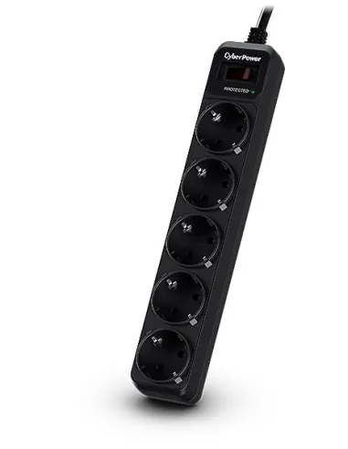 CyberPower B0520SC0-DE Regleta 5 Tomas, Protección Sobretensiones, Cable 1.8m Negra